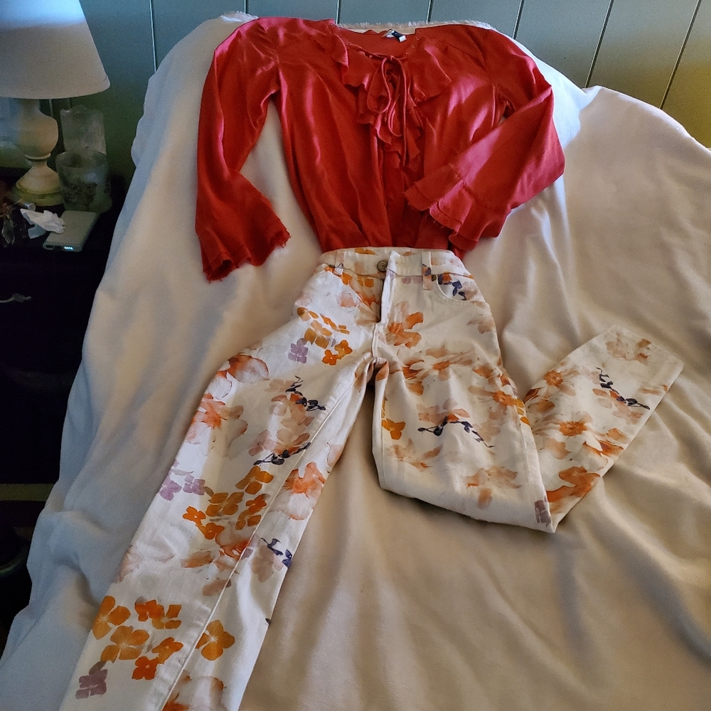 7 For All Mankind Floral Jeans